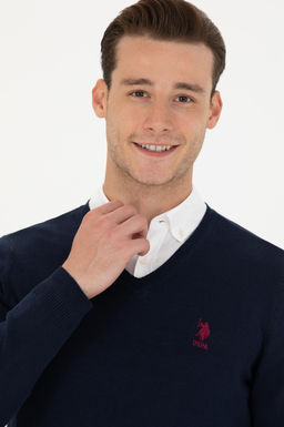 Свитер мужской U. S. Polo Assn базовый темно-синий из хлопка - U.s. polo assn фото 18