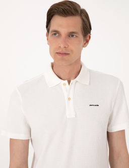 Ekru Slim Fit _rme Dokulu Polo Yaka Ti__rt