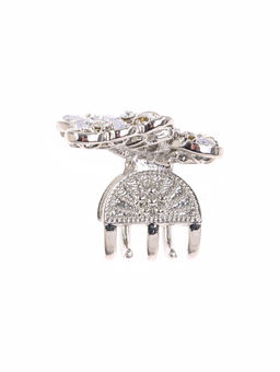 Цена за 6 шт. Крабик для волос «Доротеа», бабочка, 4 см, серебро