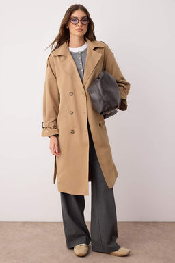 Vizon Kruvaze Oversize Uzun Trenckot TWOAW26TR00010 - Trendyolmilla фото 8