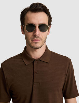 Kahverengi Slim Fit Polo Yaka T-shirt