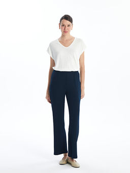 Kad?n Beli Lastikli D?z Pantolon