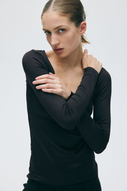 Camiseta de manga larga con escote en U - H&m фото 5