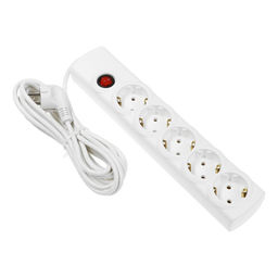 Сетевой фильтр Luazon Lighting, 5 розеток, 5 м, 2200 Вт, 3х0.75 мм2, 10 A, 220 В, c предохранителем, белый
