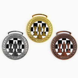 Медаль тематическая серебро «Шахматы», d=4.5 см, без ленты