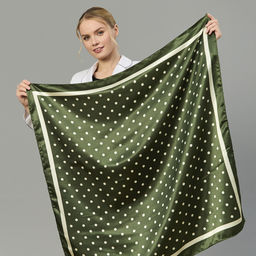 Шелковый платок 90х90 см, цвет зеленый - Мастерская ПОКРОВ фото 2