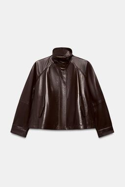 CHAQUETA BOMBER PIEL 100% ZW COLLECTION / Marr?n - Zara фото 7