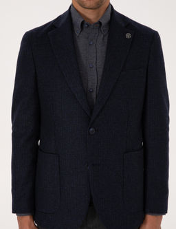 Lacivert Slim Fit Y_n Kar___ml_ Ceket