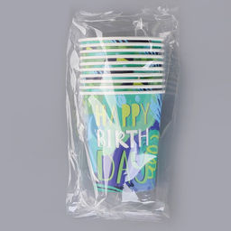 Цена за 10 шт. Стакан бумажный С днём рождения. Граффити, 250 мл - Страна карнавалия фото 3