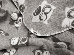 Одеяло 60% п/шерсть жаккард 100*140 " Совы" цв серый