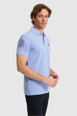 Erkek Slim Fit Polo Yaka Mor Basic Ti__rt