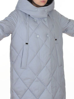 8388 GRAY/LT. BLUE Пальто стеганное зимнее женское оверсайз (200 гр. холлофайбер)