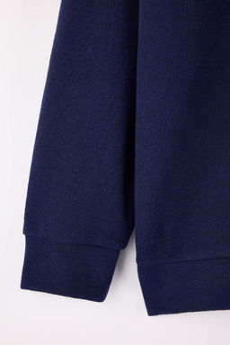 Lacivert Yeni Oversize Buyuk Beden Dokulu Dik Yaka Penguen Nak?sl? Sweatshirt TMNAW26AO00000 - Trendyolmilla фото 12