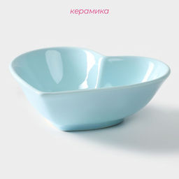 Салатник Доляна «Сердце», 130 мл, 12.5×11.5 см, керамика, голубой