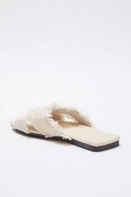 Trendyol Shoes Ekru Puskul Detayl? Denim Capraz Bantl? Kad?n Terlik TAKSS25TE00043 - Trendyolmilla фото 16