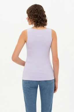 U. S. Polo Assn Женская сиреневая базовая футболка без рукавов с круглым вырезом - U.s. polo assn фото 5