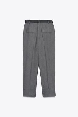 TROUSERS WITH BELT AND TURN-UP HEMS