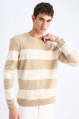 Standart Fit Normal Kesim Bisiklet Yaka Cizgili Triko Kazak - Defacto фото 4