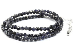 Бусы из Кордиерита (Иолит) шарик огранка 3мм, 47см, 8,5г