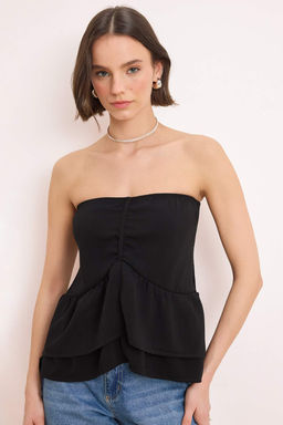 Siyah Buzgu Detayl? Kat Kat Dokuma Bluz TWOSS26BZ00327