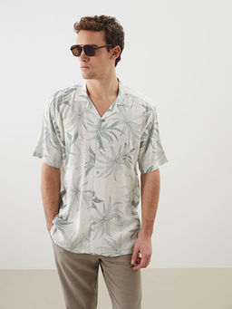 Regular Fit K?sa Kollu Desenli Viskon Erkek G?mlek