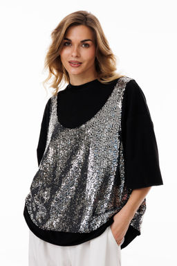 Блуза Lars Style 1054 черный, металлик
