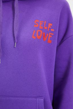 TRENDYOLMILLA Antrasit S?rt Bask? Detayl? Oversize/Genis Kal?p Kal?n Ici Polarl? Orme Sweatshirt TWOAW22SW0687  фото 18