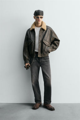LIMITED EDITION LEATHER JACKET WITH CONTRAST COLLAR