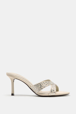 SANDALIA TAC?N BRILLOS / Blanco Crudo