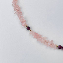 Колье из Розового кварца и Граната 45 см +