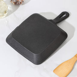 Сковорода-гриль «Квадрат. Гриль», 19×19×3 см, чугун, индукция, серая