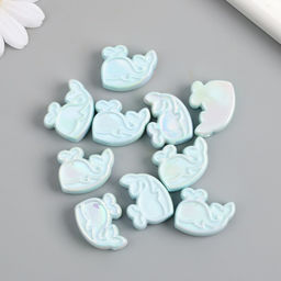 Цена за 10 шт. Бусина для творчества пластик «Кит с фонтанчиком. Перламутровый глянец», 0.8×2.6×2.2 см, МИКС