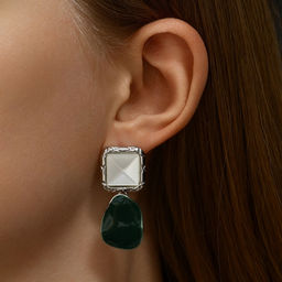 Серьги ассорти Античность квадрат, цвет серебро - Qf фото 4