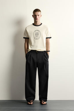 CAMISETA RIB CONTRASTE B?SICA / Crudo