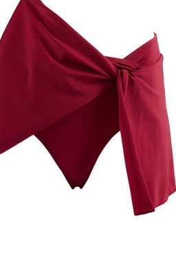 Bordo Normal Bel Y?rtmac Detayl? Etek Bikini Alt? TBESS26BA00002