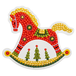 Кристальная (алмазная) мозаика ФРЕЯ ALVM-120 магнит Красная лошадка 9.5 х 8.5 см