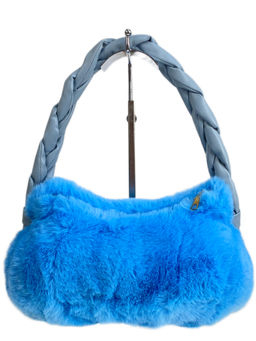 Женская сумка из искусственного меха, цвет голубой - Greta фото 2