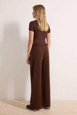 TRENDYOLMILLA Siyah Kemerli Wideleg/Genis Paca Yuksek Bel Smart Krep Kumas Orme Pantolon TWOSS23PL00330 фото 17