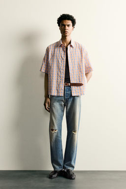 CAMISA RELAXED FIT CUADROS RELIEVE / Multicolor