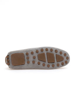 Gri %100 Deri Loafer Ayakkab_
