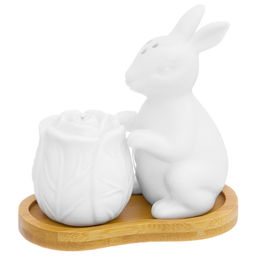 Набор д/специй 2 пр. 11,5*7*11 см "Заяц с капустой" на дерев. подставке