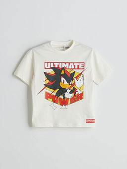 Bisiklet Yaka Sonic Bask?l? Erkek ?ocuk Ti??rt