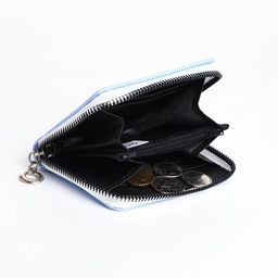 Кошелёк на молнии, отдел для карт, для монет, голубой