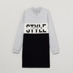 CRB wear/CWJG 62936-11-296 Платье для девочки, светло-серый меланж-черный/Ex.Cherubino  фото 3