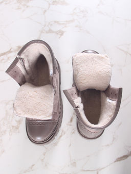 Ботинки 319.taskanaka.Тауп майами+капучино замша/шерсть