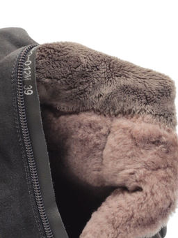 YF189-012M DARK GREY Полусапоги зимние женские (натуральная замша, натуральный мех (еврозима))