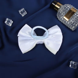 Цена за 6 шт. Бант для волос на резинке «Школьница стиль», узоры, 12 см, белый