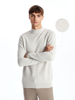 Yar?m Bal?k?? Yaka Uzun Kollu Erkek Triko Kazak