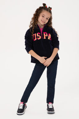 K_z _ocuk Lacivert Yar_m Fermuarl_ Pul Payetli Sweatshirt - U.s. polo assn фото 2