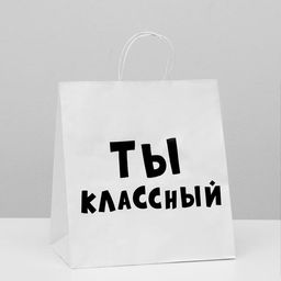 Пакет подарочный Ты классный, 31 х 19,5 х 34 см